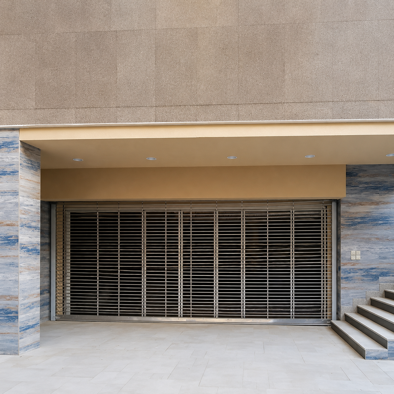 Grill doors for security and ventilation in commercial and industrial applications