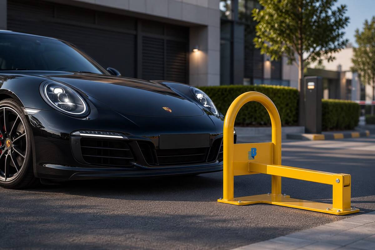 Uni Park parking barrier, a durable Italian-made access control solution designed for parking management with manual and automatic operation options.